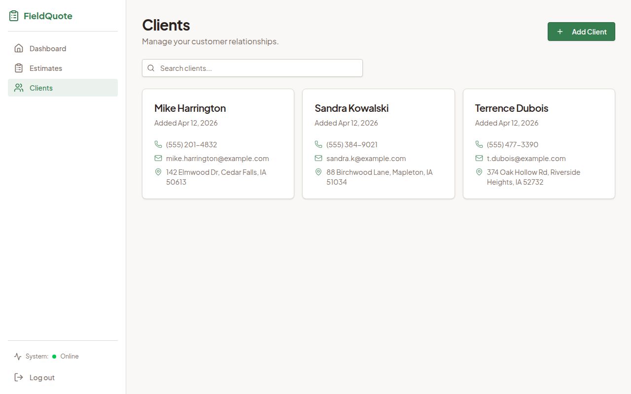 FieldQuote — Professional Job Estimates for Landscapers and Handymen